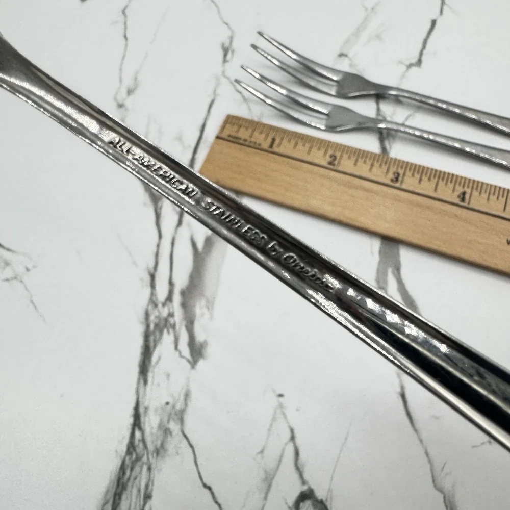 Stainless Cocktail Seafood Forks Flatware Vintage Mixed Lot of 5 MCM